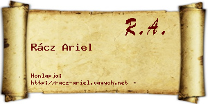 Rácz Ariel névjegykártya
